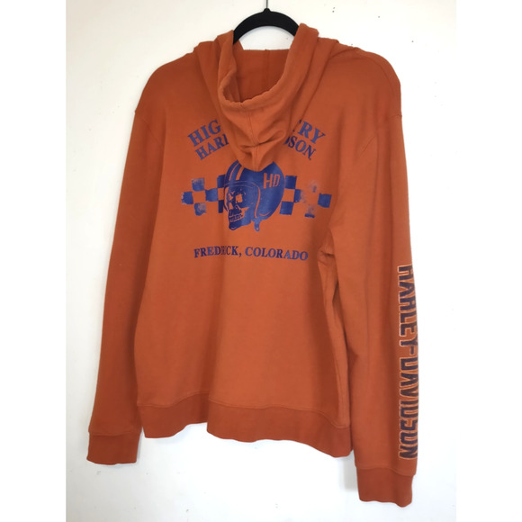 Harley Davidson Hoodie Sweatshirt Pullover Adult Orange Colorado Fanatics M - Picture 5 of 16